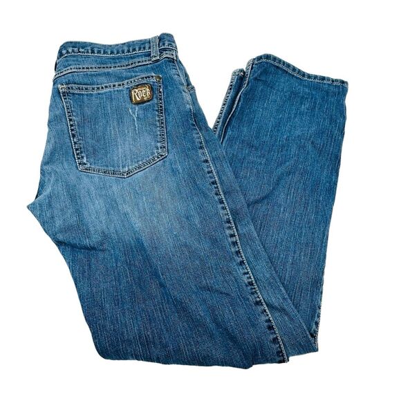 Wrangler Rock 47 Jeans Slim Fit Straight Leg Medium Wash Mens Sz 30x32 Blue EUC - Picture 1 of 10
